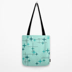 Mid Century Modern Stars Turquoise Tote Bag Gallery Image 2