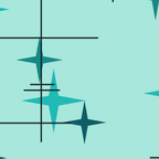 Mid Century Modern Stars Turquoise Coffee Mug Gallery Image 2