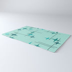 Mid Century Modern Stars Turquoise Rug Gallery Image 3