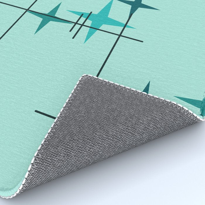 Mid Century Modern Stars Turquoise Rug Gallery Image 4