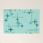 Mid Century Modern Stars Turquoise Welcome Mat Gallery Image 1