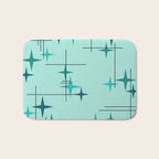 Mid Century Modern Stars Turquoise Bath Mat Gallery Image 1