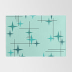 Mid Century Modern Stars Turquoise Rug Gallery Image 2