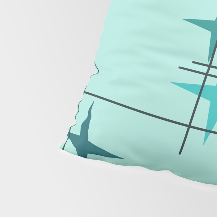 Mid Century Modern Stars Turquoise Pillow Sham Gallery Image 4