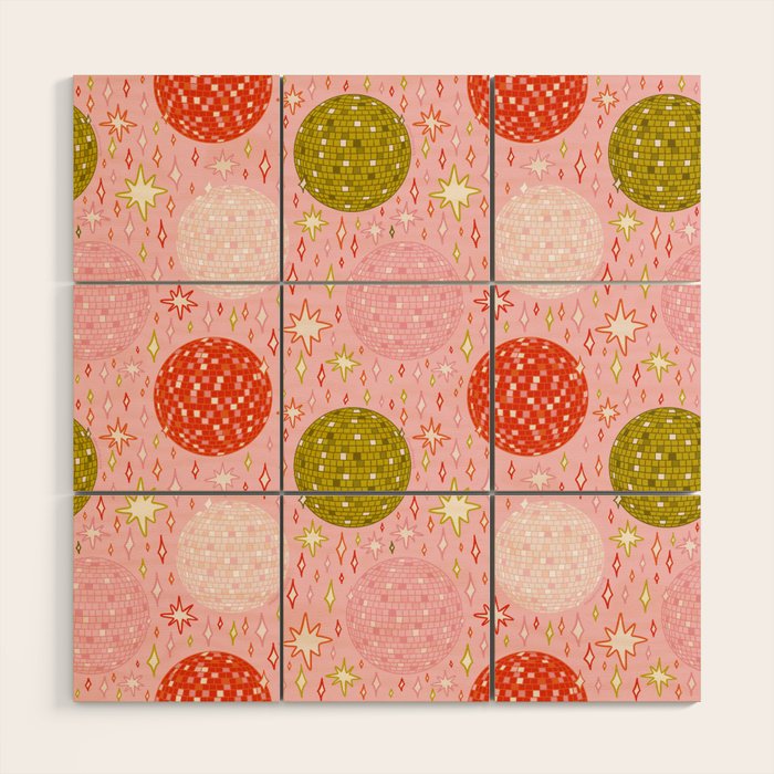 Christmas Disco Ball Print Wood Wall Art Gallery Image 1