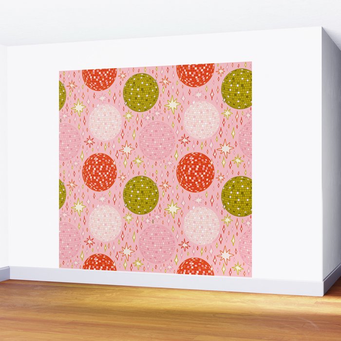 Christmas Disco Ball Print Wall Mural Gallery Image 2