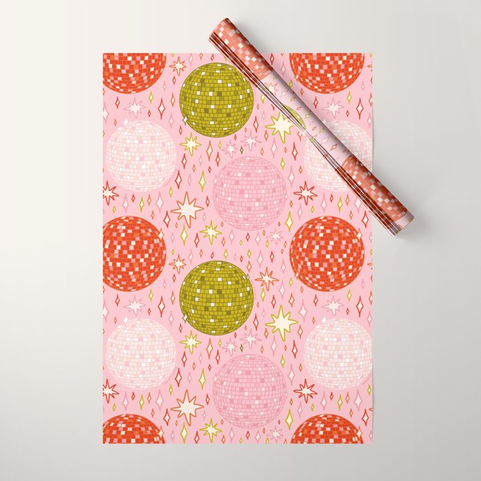 Christmas Disco Ball Print Wrapping Paper Gallery Image 1