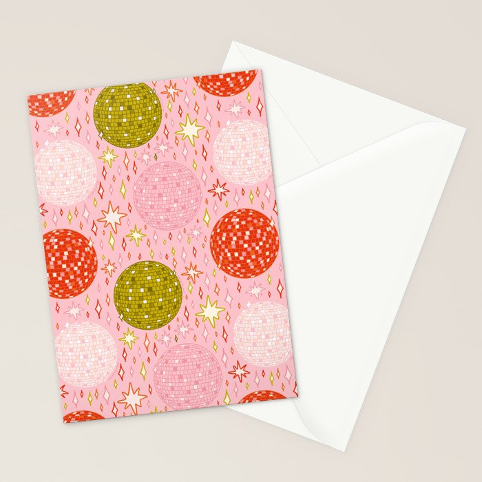 Christmas Disco Ball Print Stationery Card Gallery Image 2