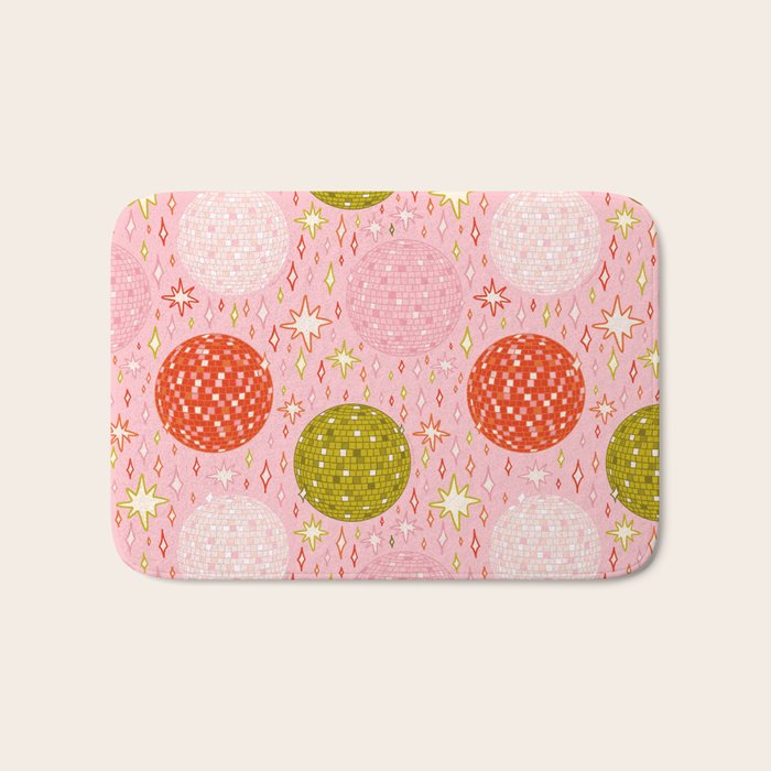 Christmas Disco Ball Print Bath Mat Gallery Image 1