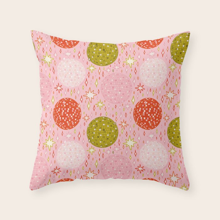 Christmas Disco Ball Print Throw Pillow Gallery Image 6