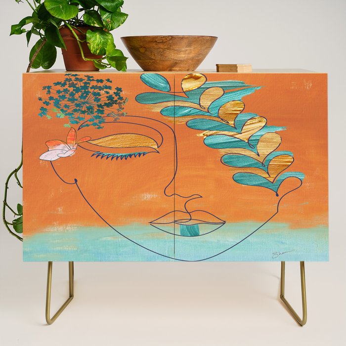 Monoline Woman Gilded Flowers Credenza Gallery Image 1