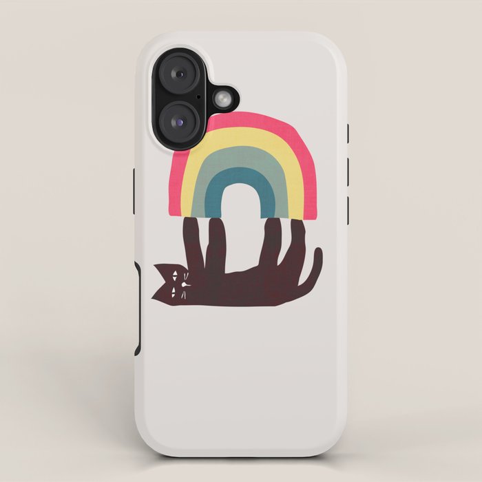 Cat with rainbow iPhone Case Gallery Image 1