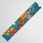 Groovy Floral Retro Garden Bold and Colorful 60s 70s Flower Pattern with Blue Table Runner Gallery Image 3
