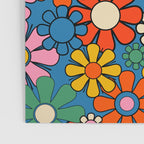 Groovy Floral Retro Garden Bold and Colorful 60s 70s Flower Pattern with Blue Poster Gallery Image 3