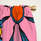 Groovy Floral Retro Garden Bold and Colorful 60s 70s Flower Pattern with Blue Window Curtain Gallery Image 2