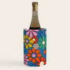 Groovy Floral Retro Garden Bold and Colorful 60s 70s Flower Pattern with Blue Wine Chiller Gallery Image 2