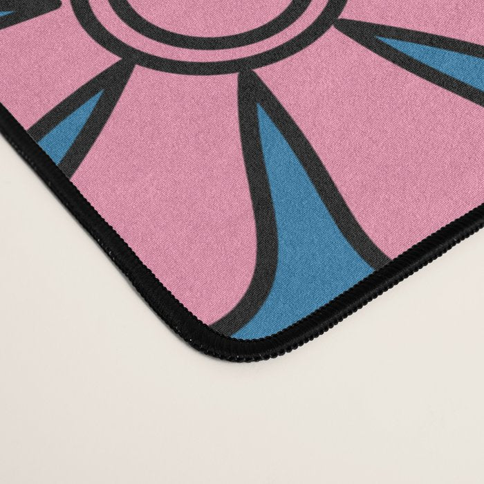 Groovy Floral Retro Garden Bold and Colorful 60s 70s Flower Pattern with Blue Desk Mat Gallery Image 4