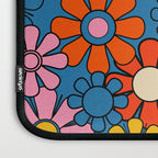 Groovy Floral Retro Garden Bold and Colorful 60s 70s Flower Pattern with Blue Laptop Sleeve Gallery Image 3