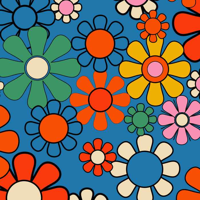 Groovy Floral Retro Garden Bold and Colorful 60s 70s Flower Pattern with Blue Coffee Mug Gallery Image 2