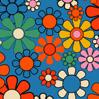 Groovy Floral Retro Garden Bold and Colorful 60s 70s Flower Pattern with Blue Coffee Mug Gallery Image 2