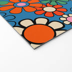 Groovy Floral Retro Garden Bold and Colorful 60s 70s Flower Pattern with Blue Welcome Mat Gallery Image 2