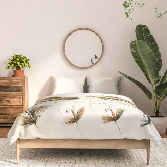 Illustrated Freshwater Fish Angling baits and fishing flies chart Comforter Gallery Image 3