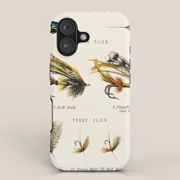 Illustrated Freshwater Fish Angling baits and fishing flies chart iPhone Case Gallery Image 1