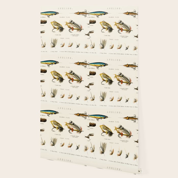 Illustrated Freshwater Fish Angling baits and fishing flies chart Wallpaper Gallery Image 2