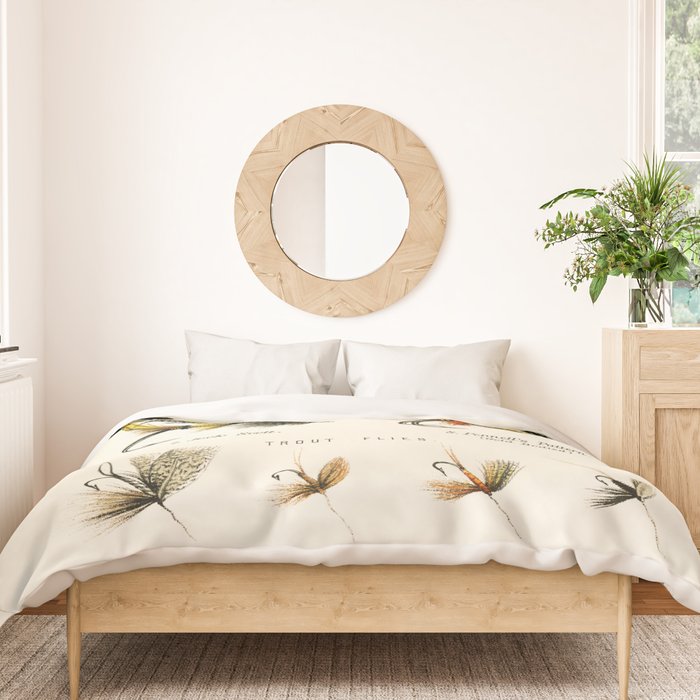 Illustrated Freshwater Fish Angling baits and fishing flies chart Duvet Cover Gallery Image 3