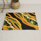 Diagonal Lei Pikake and Orange Lokelani Ti Leaf Puakenikeni Lantern Ilima Rug Gallery Image 1