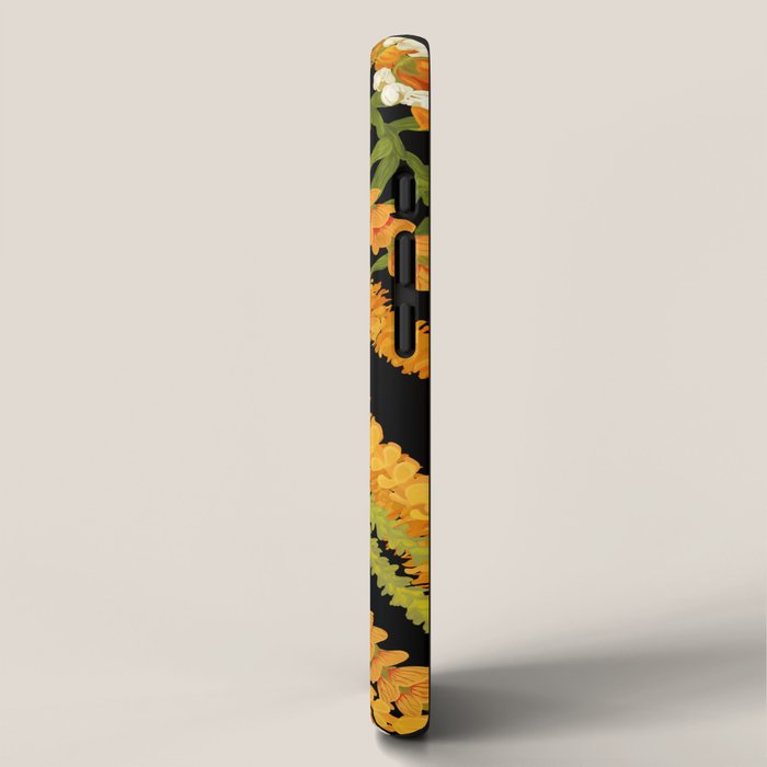 Diagonal Lei Pikake and Orange Lokelani Ti Leaf Puakenikeni Lantern Ilima iPhone Case Gallery Image 2