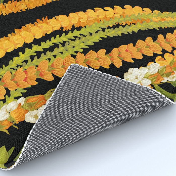 Diagonal Lei Pikake and Orange Lokelani Ti Leaf Puakenikeni Lantern Ilima Rug Gallery Image 4