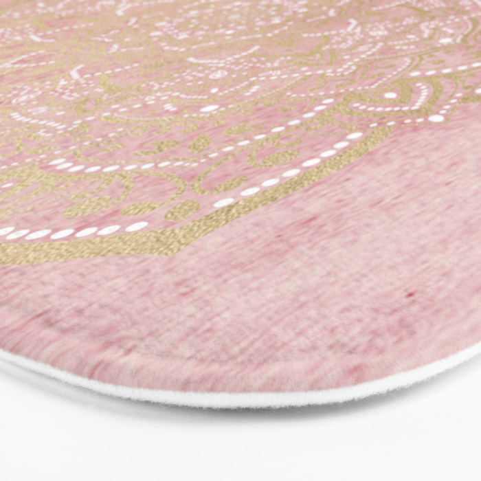 MOON DANCE MANDALA IN GOLD AND PINK Bath Mat Gallery Image 3