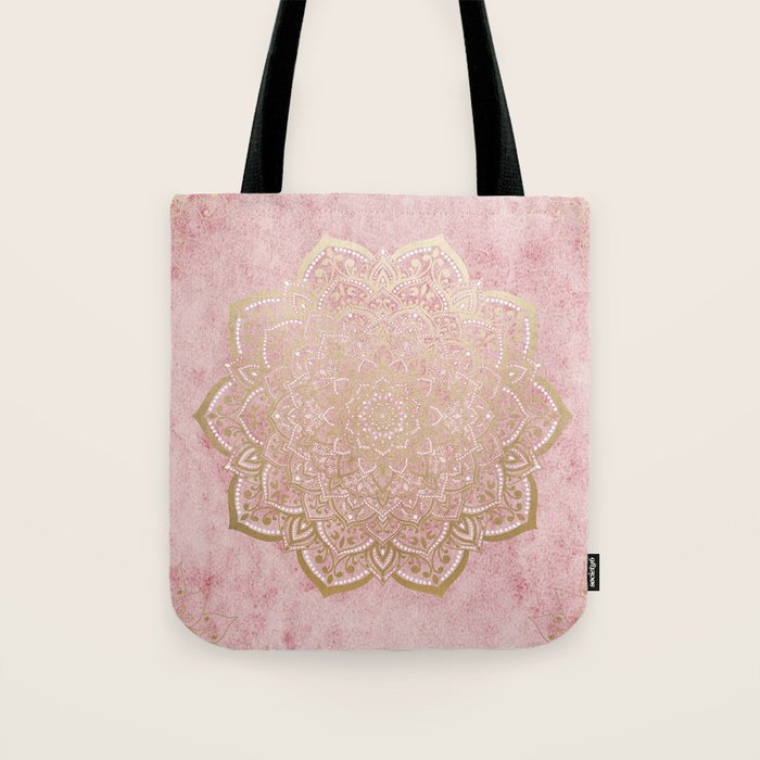 MOON DANCE MANDALA IN GOLD AND PINK Tote Bag Gallery Image 1