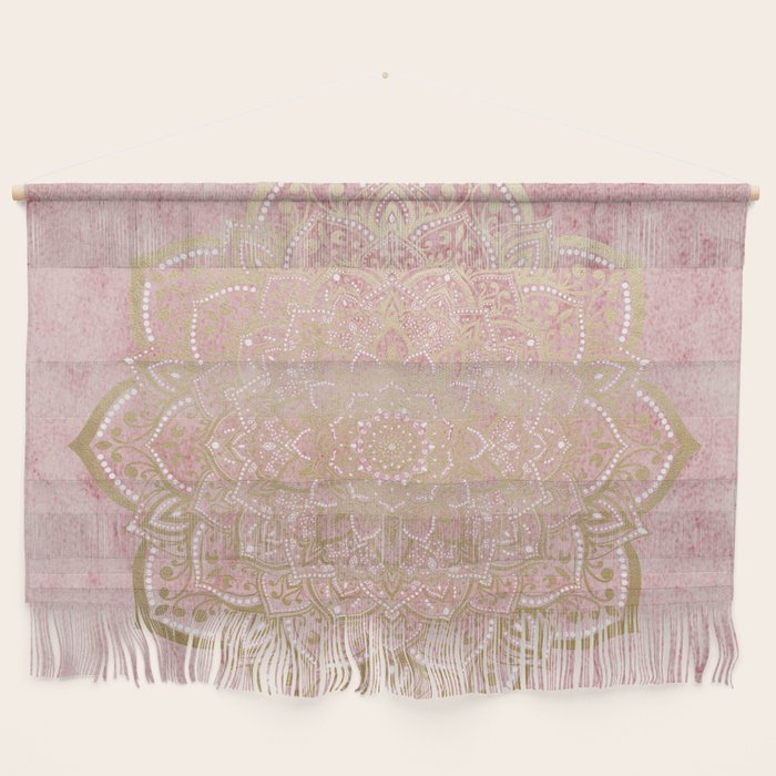 MOON DANCE MANDALA IN GOLD AND PINK Wall Hanging Gallery Image 1