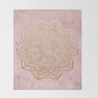 MOON DANCE MANDALA IN GOLD AND PINK Throw Blanket Gallery Image 2