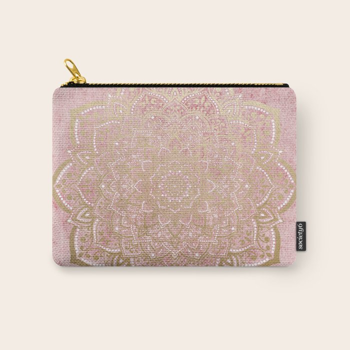 MOON DANCE MANDALA IN GOLD AND PINK Carry All Pouch Gallery Image 1