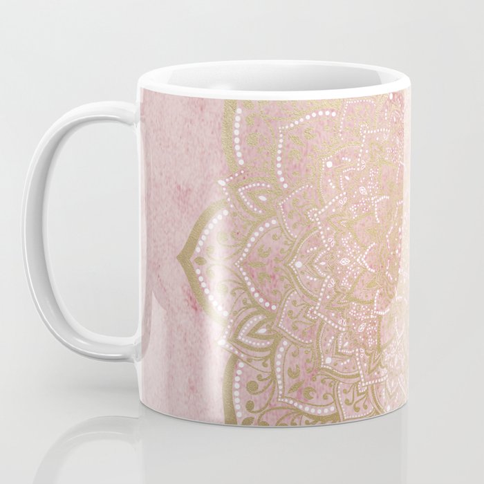 MOON DANCE MANDALA IN GOLD AND PINK Coffee Mug Gallery Image 3
