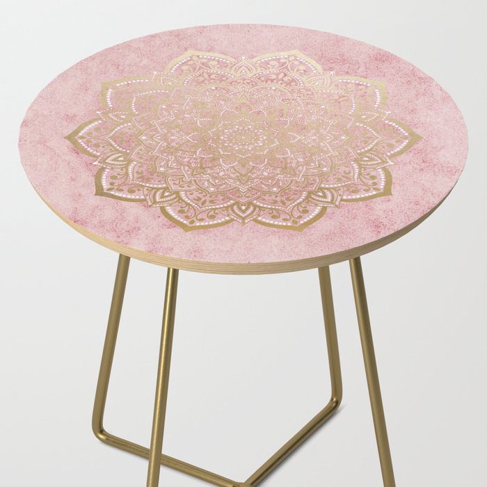 MOON DANCE MANDALA IN GOLD AND PINK Side Table Gallery Image 2