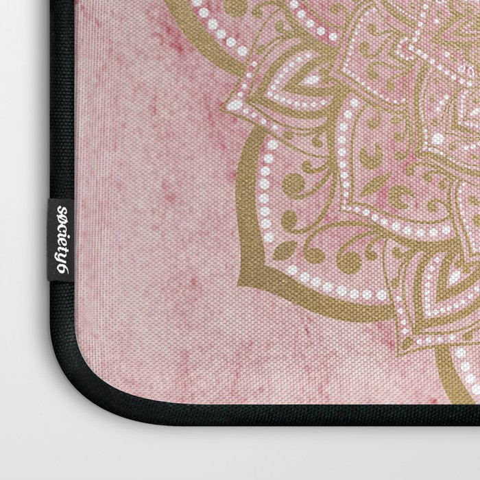 MOON DANCE MANDALA IN GOLD AND PINK Laptop Sleeve Gallery Image 3
