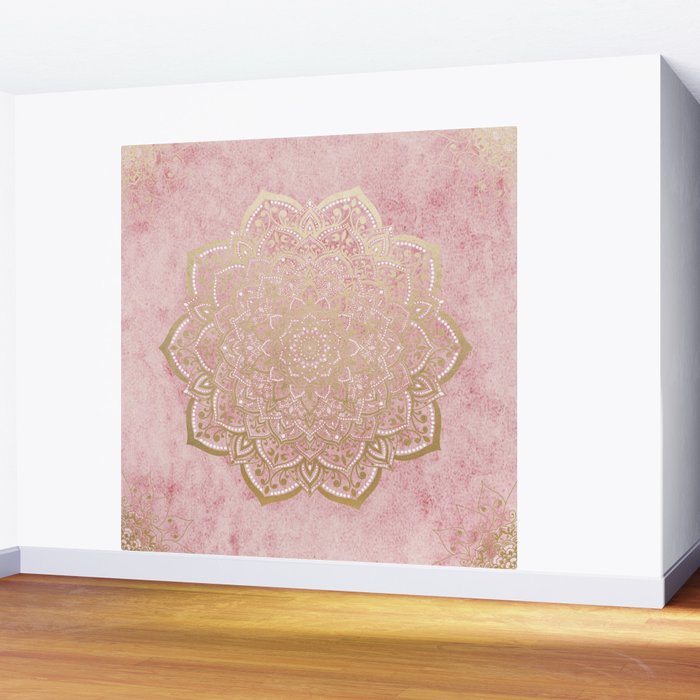 MOON DANCE MANDALA IN GOLD AND PINK Wall Mural Gallery Image 2
