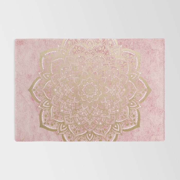 MOON DANCE MANDALA IN GOLD AND PINK Rug Gallery Image 2