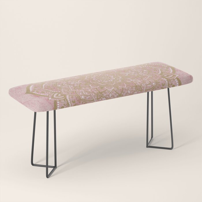 MOON DANCE MANDALA IN GOLD AND PINK Bench Gallery Image 1