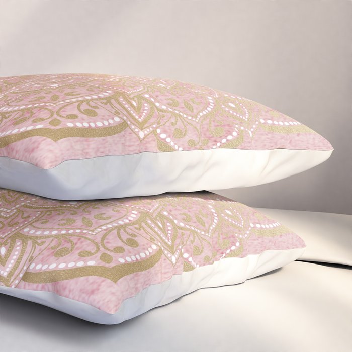MOON DANCE MANDALA IN GOLD AND PINK Pillow Sham Gallery Image 3