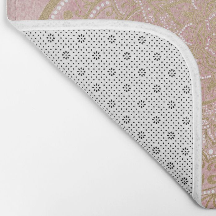 MOON DANCE MANDALA IN GOLD AND PINK Bath Mat Gallery Image 2
