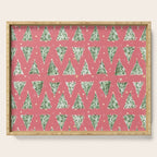 Holiday christmas tree over pink watermelon pattern Serving Tray Gallery Image 1