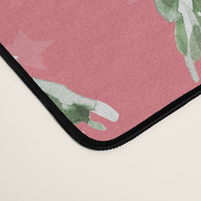 Holiday christmas tree over pink watermelon pattern Desk Mat Gallery Image 4