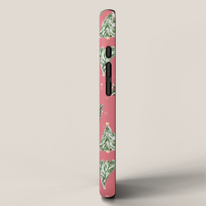 Holiday christmas tree over pink watermelon pattern iPhone Case Gallery Image 2