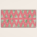 Holiday christmas tree over pink watermelon pattern Desk Mat Gallery Image 3