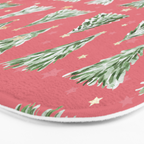 Holiday christmas tree over pink watermelon pattern Bath Mat Gallery Image 3